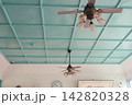 大正ロマンを感じるレトロな洋風建築の天井、パステルカラーの格子とノスタルジックな照明 大正ロマンを感じるレトロな洋風建築の天井、パステルカラーの格子とノスタルジックな照明 142820328