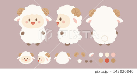 Cute Sheep Mascot Character Model Sheet for Year of the Sheep Chinese New Year Cute Sheep Mascot Character Model Sheet for Year of the Sheep Chinese New Year 142820840