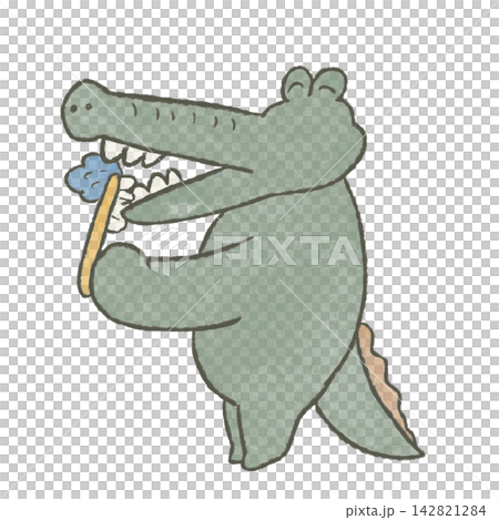 A cute illustration of a crocodile brushing its teeth. A cute illustration of a crocodile brushing its teeth. 142821284