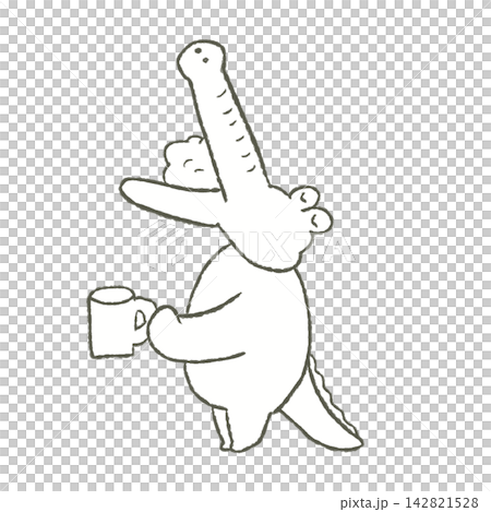 An illustration of a cute crocodile gargling with its head tilted upwards. An illustration of a cute crocodile gargling with its head tilted upwards. 142821528