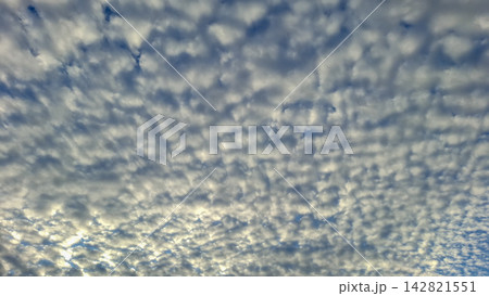 Panoramic view of dappled altocumulus cloud sky Panoramic view of dappled altocumulus cloud sky 142821551