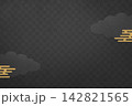 ゴールドの雲文様と黒の立体的な和風背景 142821565