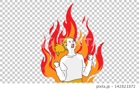 Illustration of a woman who is furious and at the peak of her anger. 142821872