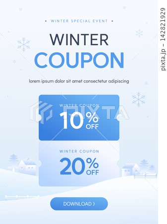 Winter Sale Special Offer Discount Coupon Banner Template with Snowflake 142821929