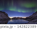 Tromso Norway aurora borealis northern lights winter landscape at Grotfjord 142822389