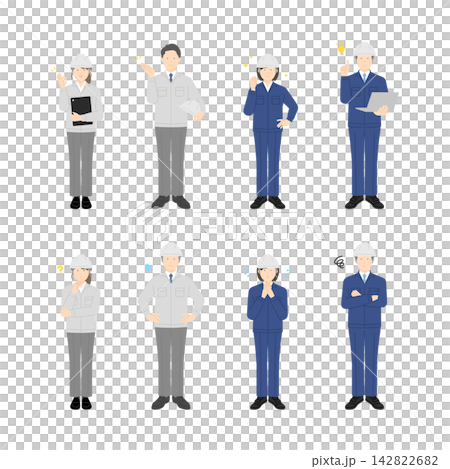 Simple image vector illustration set of blue-collar workers in work clothes. 142822682