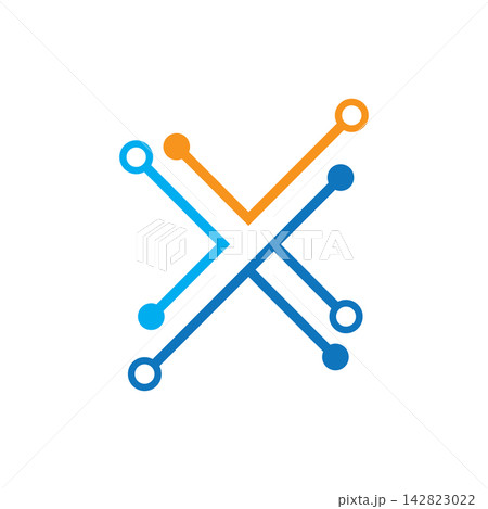 Abstract Letter X Tech Circuit Board logo 142823022