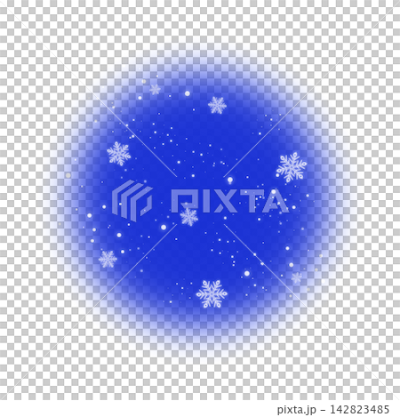藍色圓形雪框 142823485