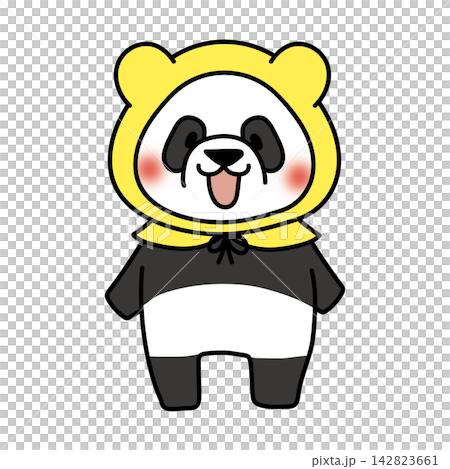 A panda wearing a disaster prevention hood A panda wearing a disaster prevention hood 142823661