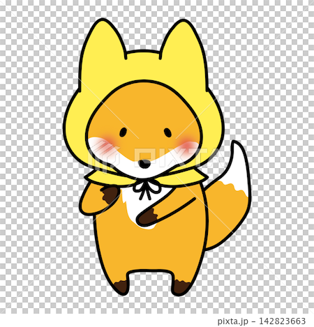 A fox wearing a disaster prevention hood A fox wearing a disaster prevention hood 142823663