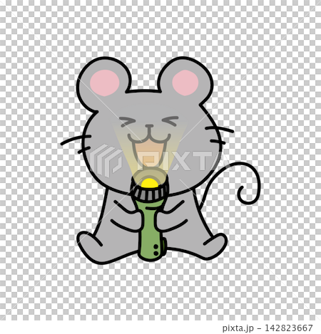 A mouse checking if the flashlight light works. 142823667