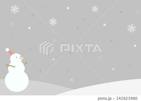 グレーの雪だるまの背景素材 142823980