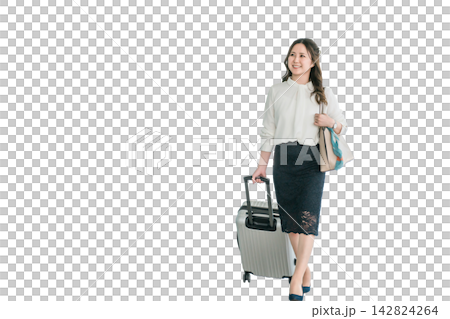 Business woman walking with a suitcase Business woman walking with a suitcase 142824264