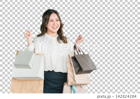 Businesswomen/women who relieve stress by shopping Businesswomen/women who relieve stress by shopping 142824284