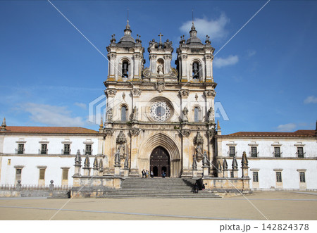 Alcobaca, Portugal - April 2, 2017 - Monastery Santa Maria in Alcobaca showcases stunning architecture and history Alcobaca, Portugal - April 2, 2017 - Monastery Santa Maria in Alcobaca showcases stunning architecture and history 142824378