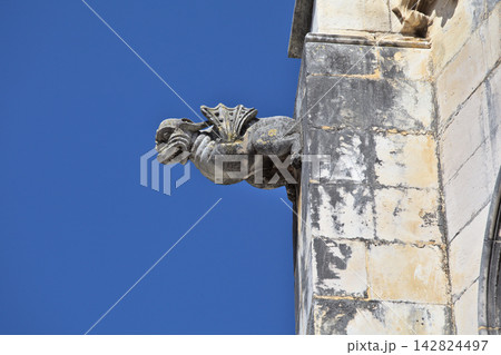 Gargoyle on Batalha monastery facade in Portugal on a clear day 142824497