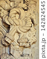 Intricate Stone Relief Featuring Rope and Lion at Convento de Cristo in Portugal 142824545