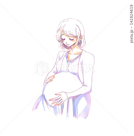穏やかな妊婦さん 線画 穏やかな妊婦さん 線画 142824619