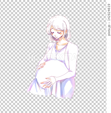 穏やかな妊婦さん 線画 穏やかな妊婦さん 線画 142824619