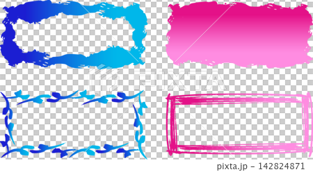 Hand-painted Japanese style frame borders for logos and titles, decorative border set. Hand-painted Japanese style frame borders for logos and titles, decorative border set. 142824871