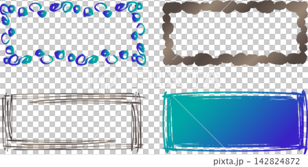 Hand-painted Japanese style frame borders for logos and titles, decorative border set. Hand-painted Japanese style frame borders for logos and titles, decorative border set. 142824872
