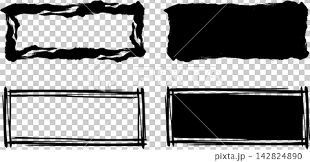 筆で描いた和風のフレーム枠　ロゴタイトル　飾り罫セット 142824890