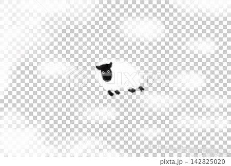 空にぽっかり浮かんだひつじ雲のイラスト 空にぽっかり浮かんだひつじ雲のイラスト 142825020
