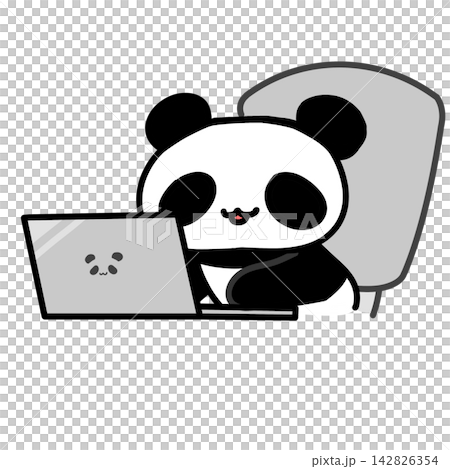 一隻熊貓正在使用電腦 142826354