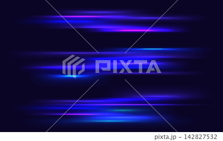 Background neon speed with game light abstract and cyberpunk dark party. Dynamic effect glow with motion night tunnel and virtual 3d banner. Black blue background with bright cyber game. 142827532