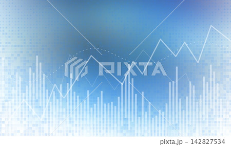 Graph stock market with background finance arrow and invest chart trade. White data economy with business digital exchange and concept forex growth. Money price graph with abstract banking. 142827534