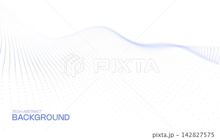 Background semiconductor blue with technology abstract tech and data particle dot. Digital line connection with grid wave white and design light network. Pattern texture background with graphic. 142827575