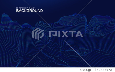 Abstract cyber ai background digital design with wireframe landscape grid line. 3D mountain and futuristic technology topographic big data concept 142827578