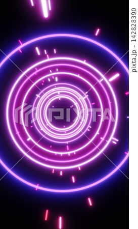 Futuristic neon circular portal with glowing magenta rings, radial light streaks, and cyber tunnel effect on a dark background. Futuristic neon circular portal with glowing magenta rings, radial light streaks, and cyber tunnel effect on a dark background. 142828390