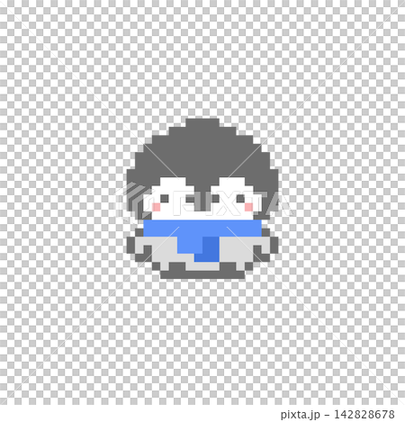 A blue scarf and a penguin in pixel art. A blue scarf and a penguin in pixel art. 142828678