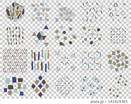 A set of hand-drawn geometric pattern decorative elements (chic/vintage/brown/blue) that are easy to use for backgrounds and embellishments. 142829365