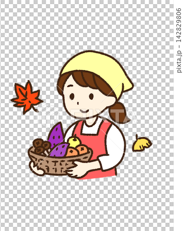 婦女們正在採摘秋季農產品 婦女們正在採摘秋季農產品 142829806