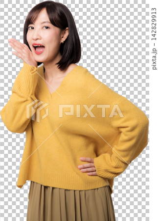 Happy excited joyful cheerful surprised southeast asian woman whispering secret news about artificial intelligence chatbot technology innovation while posing over transparency background Happy excited joyful cheerful surprised southeast asian woman whispering secret news about artificial intelligence chatbot technology innovation while posing over transparency background 142829913
