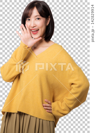 Happy cheerful southeast asian woman shouting open mouth hand near face promoting smart artificial intelligence chatbot technology on transparency background isolated studio shot Happy cheerful southeast asian woman shouting open mouth hand near face promoting smart artificial intelligence chatbot technology on transparency background isolated studio shot 142829914