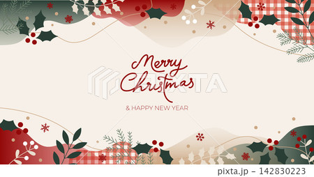 クリスマスの背景フレーム(キャンペーン・店舗販促用バナー横長デザイン) クリスマスの背景フレーム(キャンペーン・店舗販促用バナー横長デザイン) 142830223