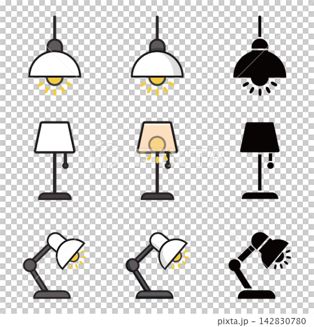 Simple lamp icon set Simple lamp icon set 142830780