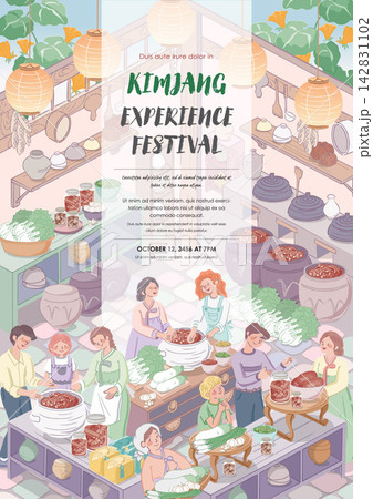 Kimjang Korean Kimchi Making Culture Template with Diverse People Pastel Vector Illustration Kimjang Korean Kimchi Making Culture Template with Diverse People Pastel Vector Illustration 142831102