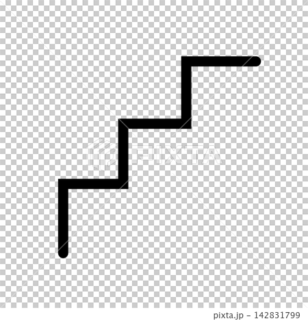 A simple line drawing icon of a three-tiered staircase representing growth and progress. A simple line drawing icon of a three-tiered staircase representing growth and progress. 142831799