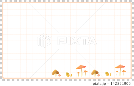 一個簡單的秋季相框，圖案是蘑菇和橡子。 142831906