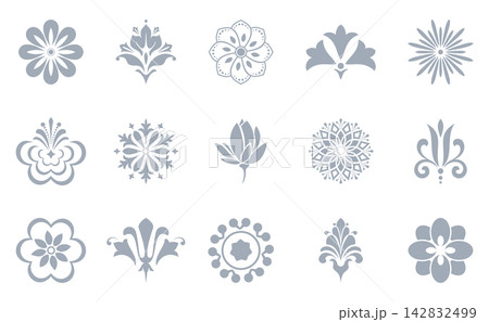 Flower icons set. Isolated elements for design. Vector graphics. Flower collection 142832499