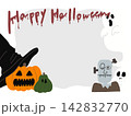 帽子とおばけとフランケンとガイコツとパンプキンおばけの書き入れ枠のあるハロウィンのPOP 142832770