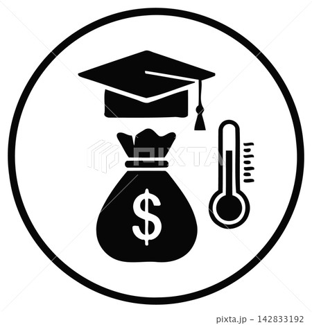 Education funding and financial growth concept with graduation cap money bag Education funding and financial growth concept with graduation cap money bag 142833192