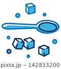 Spoon with ice cubes and water drops on white background 142833200