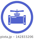 Industrial valve icon in blue circle on white background for industry and technology concepts 142833206