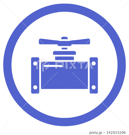 Industrial valve icon in blue circle on white background for industry and technology concepts 142833206