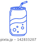 Refreshing drink in a can with a straw, perfect for hot summer days and relaxation 142833207